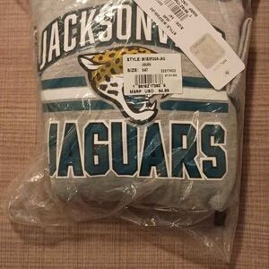 NWT Jacksonville Jaguars Youth Hoodie S 6/7 Gray Teal Prime Pullover NFL Fleece